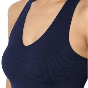 Garage Navy Ribbed Sports Bra